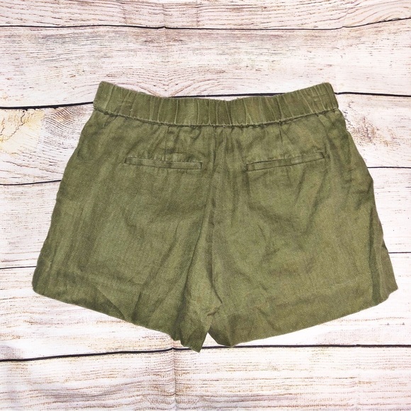 J.Crew 100% Linen Olive Green Linen Style Shorts Size 00 - Picture 3 of 9